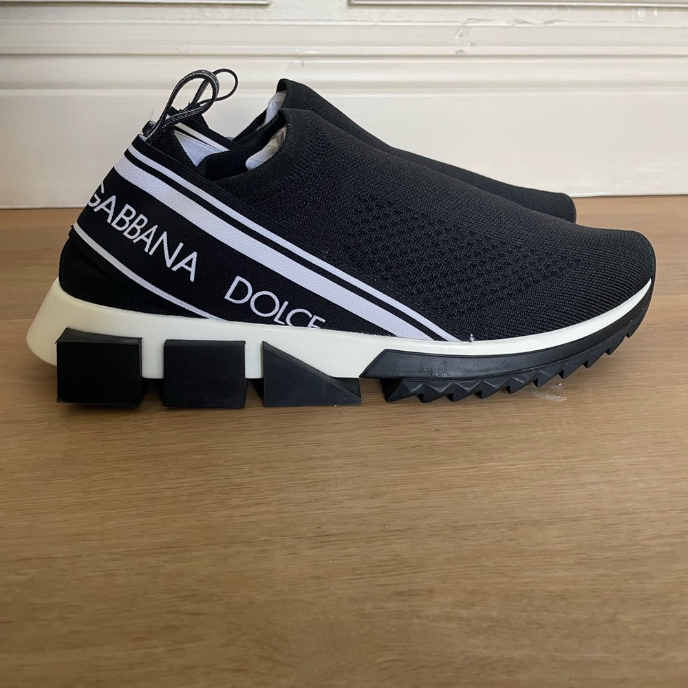 Dolce & Gabbana Black and White Slip-On Shoes